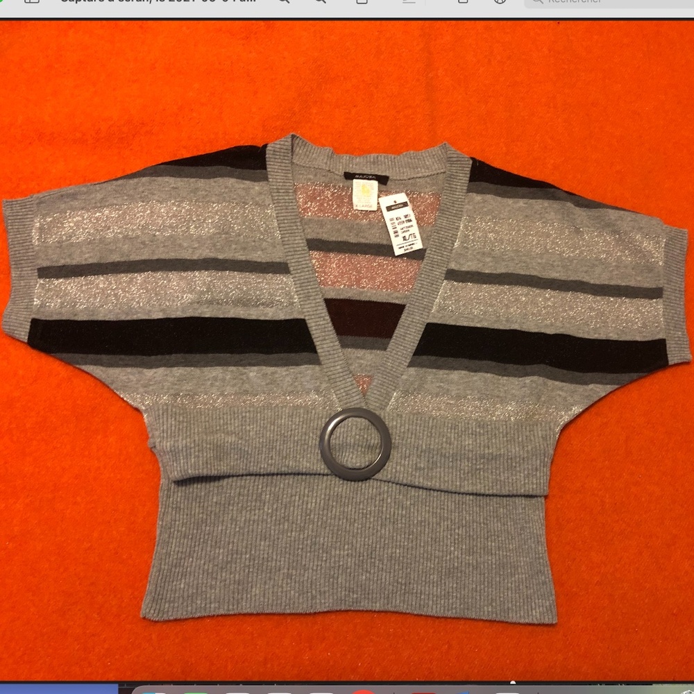 Majora sheer striped crop blouse made in USA NWT